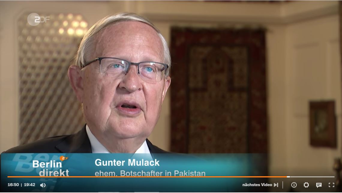Featured image for “Dr. Gunter Mulack, Direktor des Deutschen Orient-Instituts, Berlin direkt vom 12. September 2021 (ZDF) ab Minute 16:45 – Afghanistan: Die Grenzen der Diplomatie”